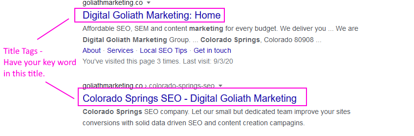 title tag graphic about on page seo