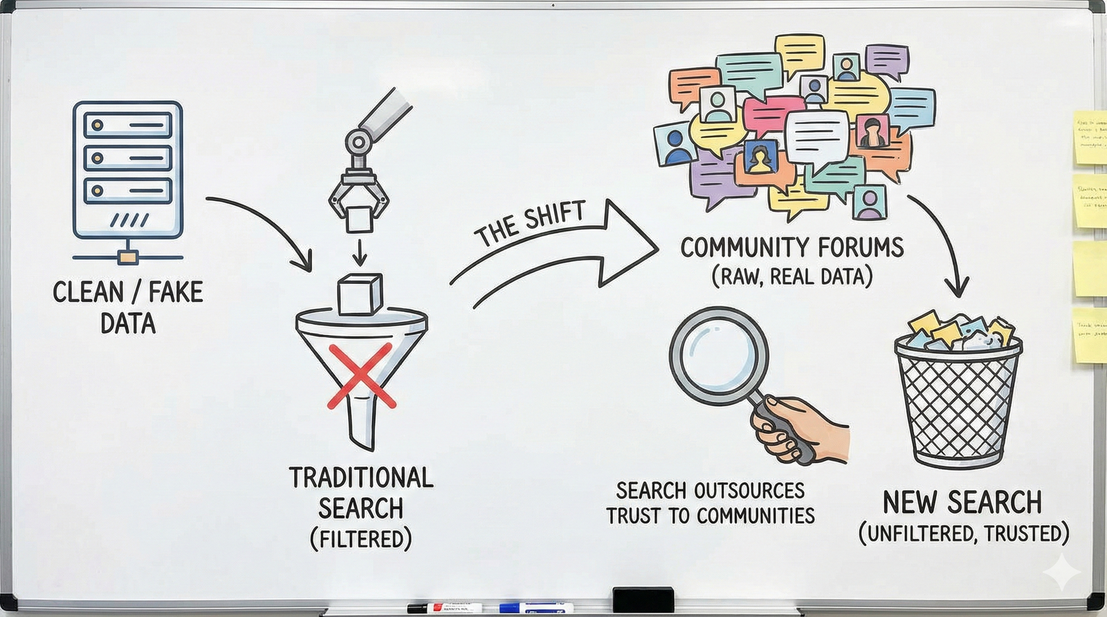 graphic showing how ai search gets its information